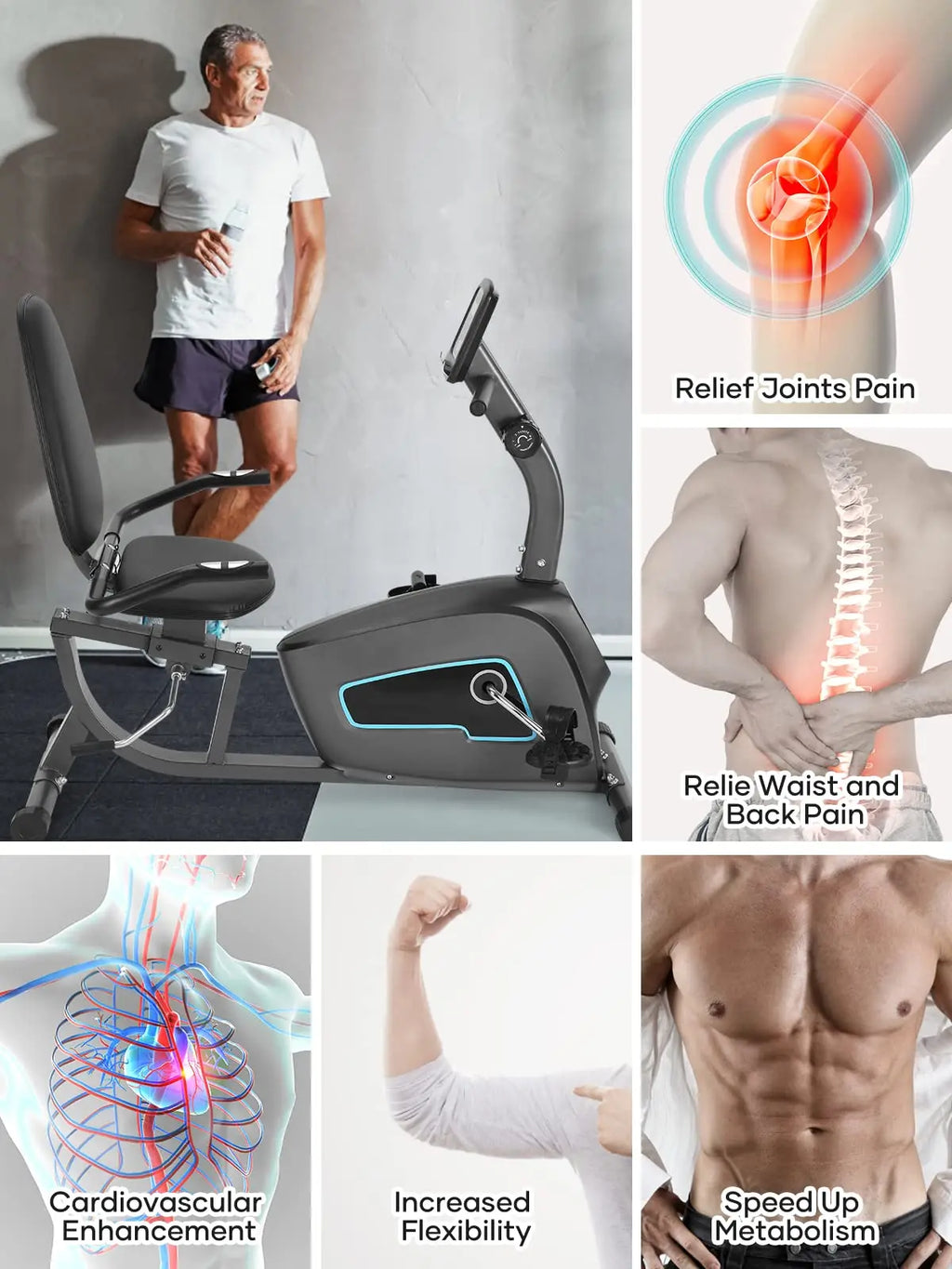 Quiet 8-Level Recumbent Bike