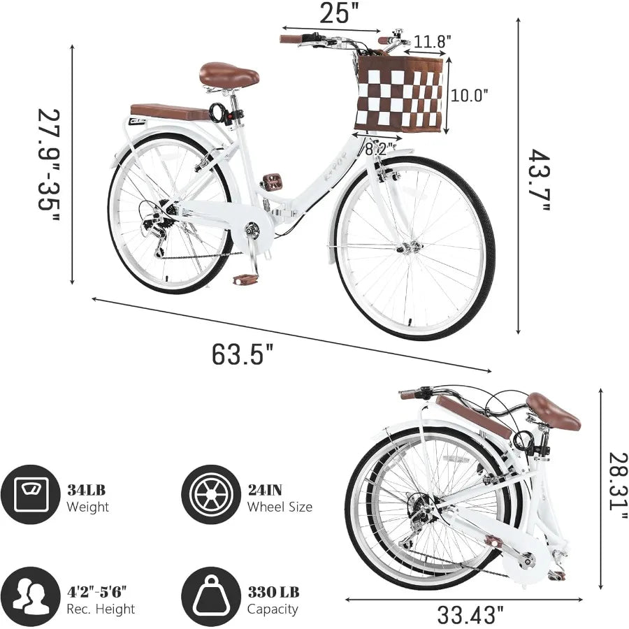 Women's Foldable Beach Cruiser Bike