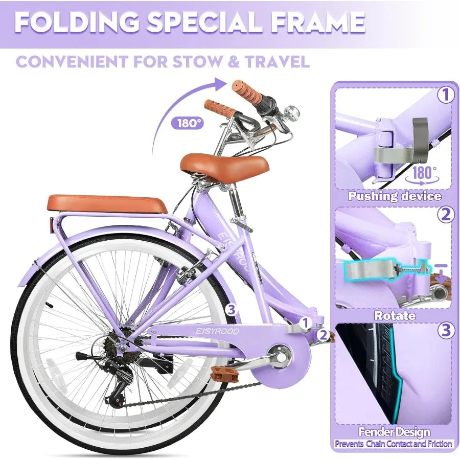 26" Foldable Beach Cruiser Bike